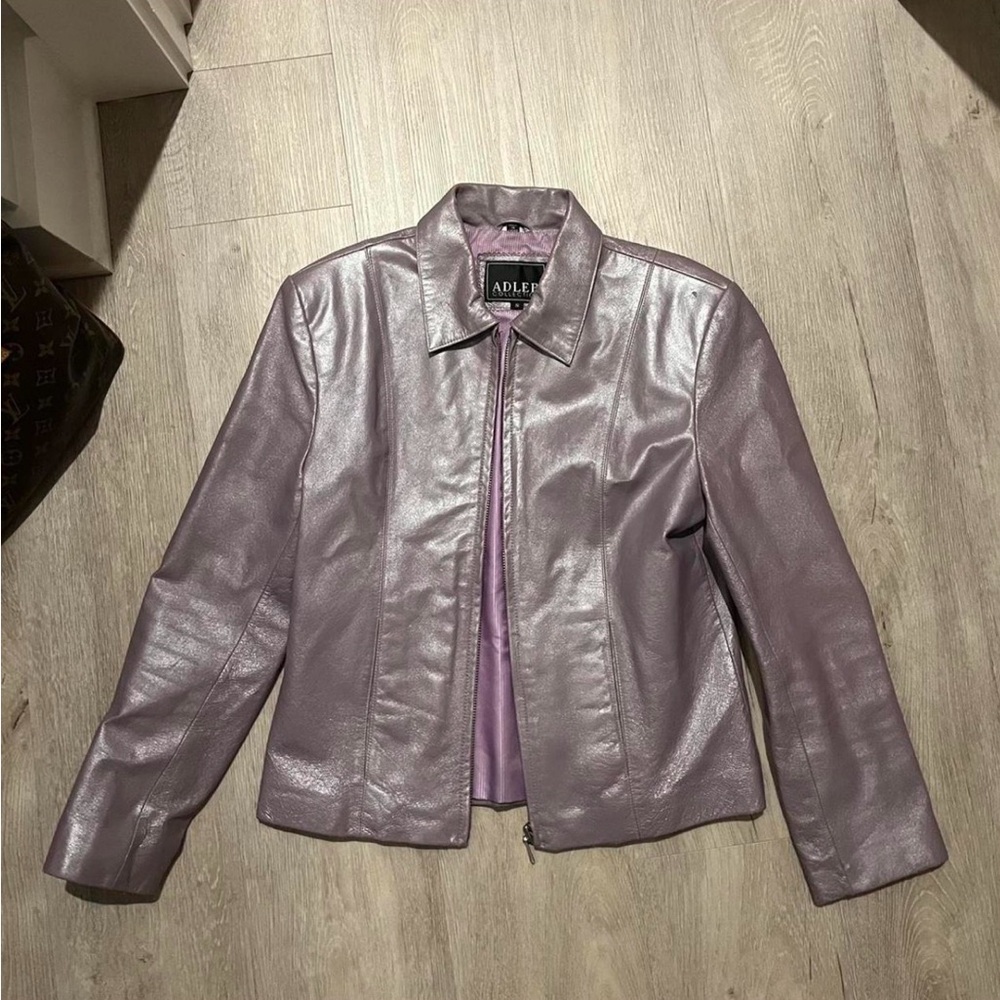 Adler purple shimmer leather coat